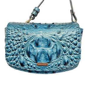 Brahmin Blue Embossed Leather lil cerulean crossbody Bag